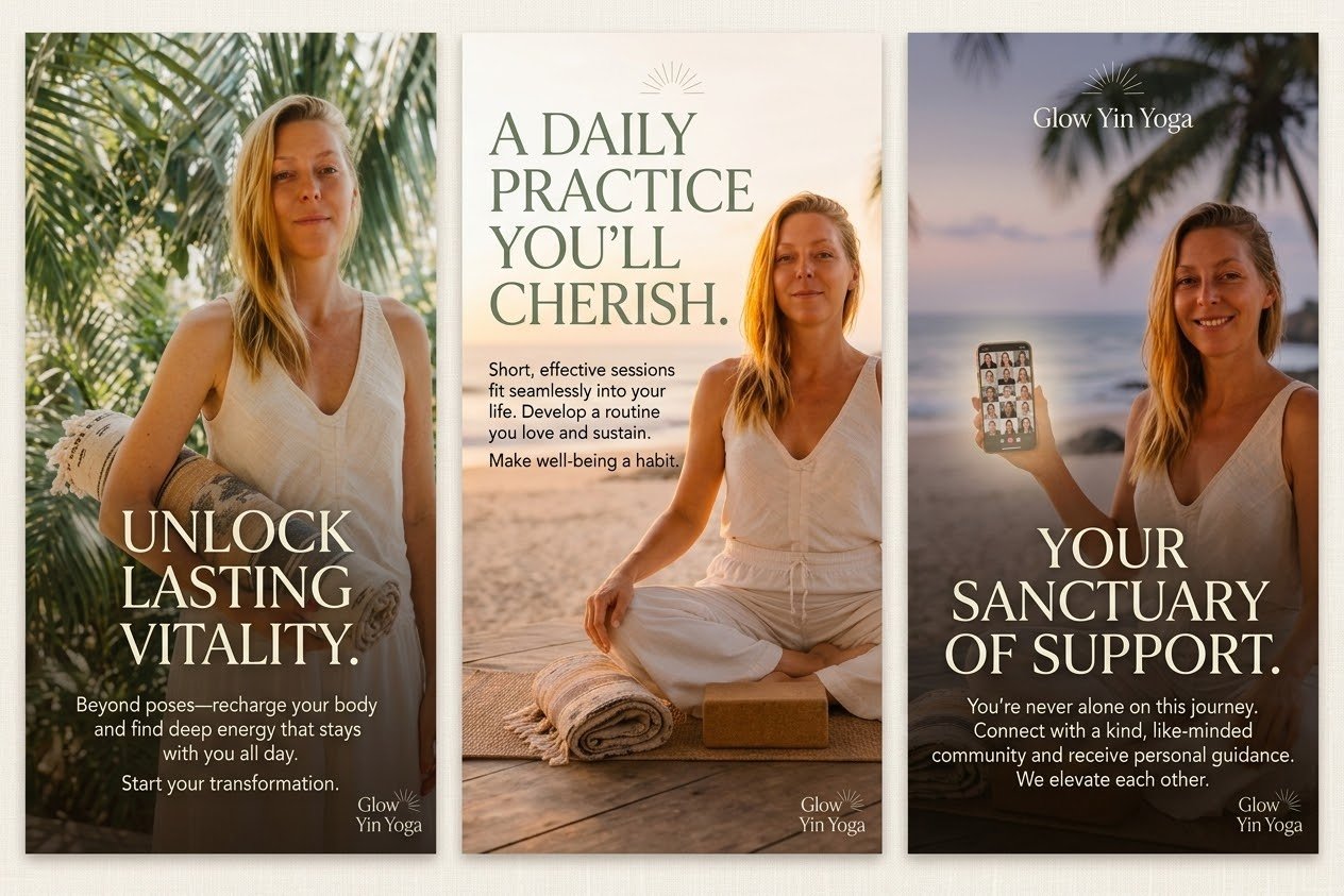 Glow Yin Yoga online practice, vitality and community support